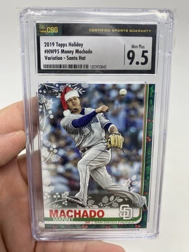 2019 Topps Holiday #HW95 Manny Machado CSG 9.5 SP Santa Hat San Diego Padres