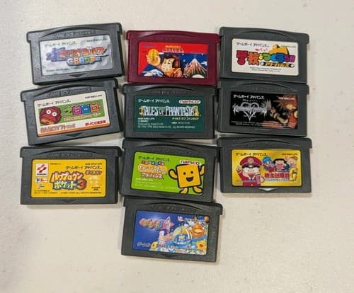 Lot of 10 GBA Japanese Games - Kingdom Hearts, Tales Of Phantasia, Mario Golf